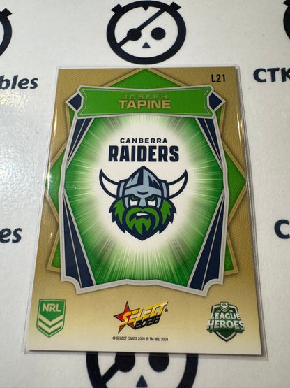 2026 Select NRL League Heroes Luminous Base #L21 Joseph Tapine Raiders