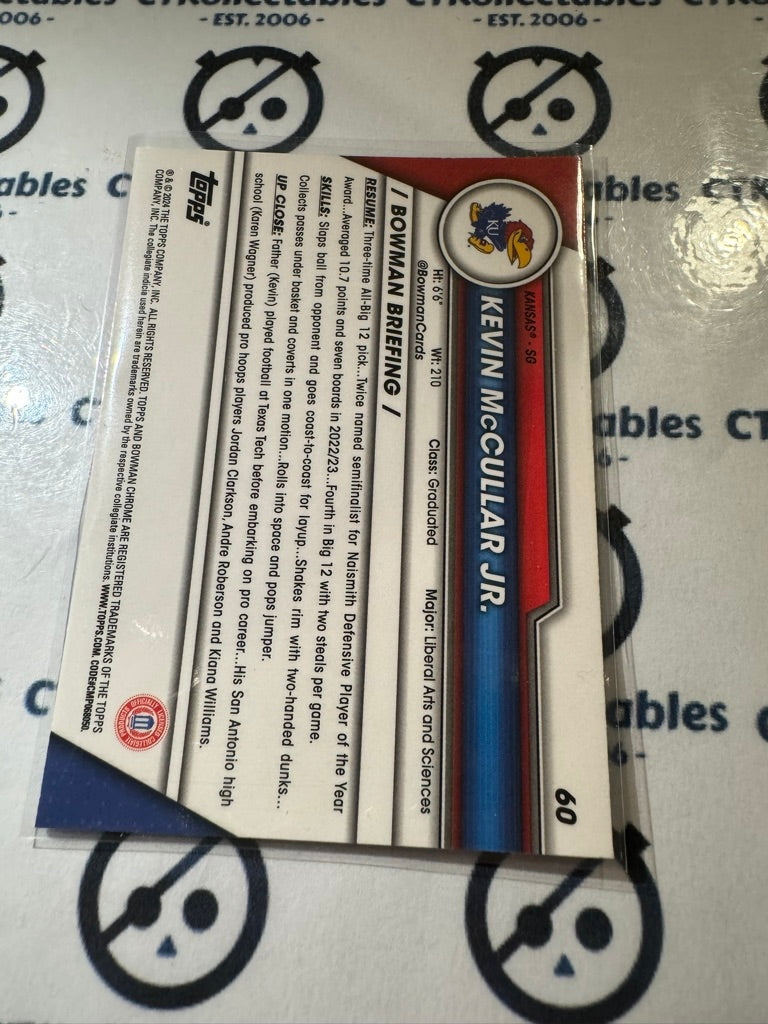 2023/24 Bowman Chrome University Kevin McCullar Jr. #60 Pink Refractor