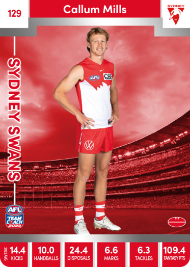 2023 AFL Teamcoach Silver Card #129 Callum Mills Swans