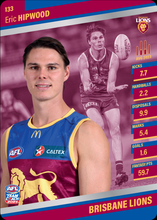 2024 AFL Teamcoach Silver Card #133 Eric Hipwood Lions