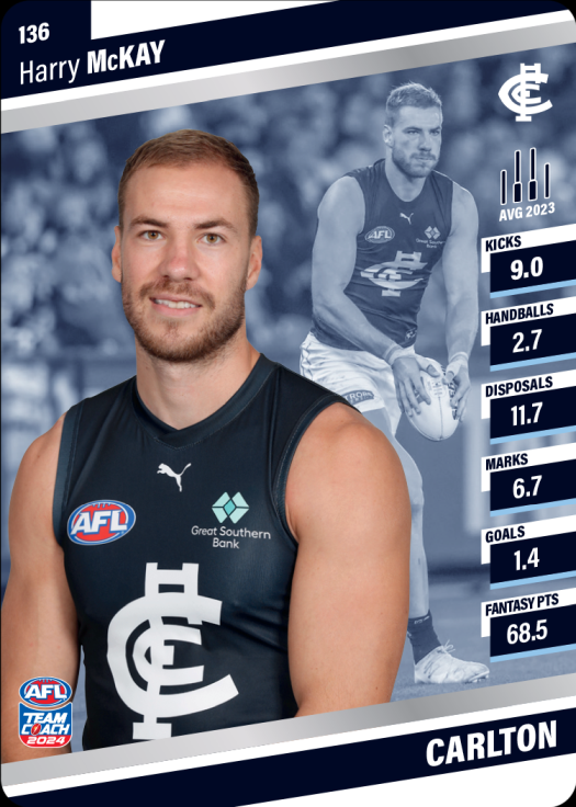 2024 AFL Teamcoach Silver Card #136 Harry McKay Blues