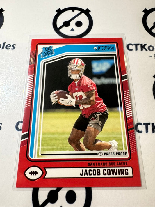 2024 NFL Panini Donruss Red Press Proof Rated rookie #378 Jacob Cowing 49ers