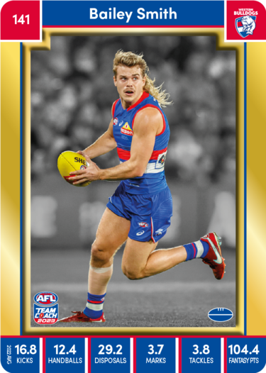 2023 AFL Teamcoach Bailey Smith Gold card #141 Bulldogs