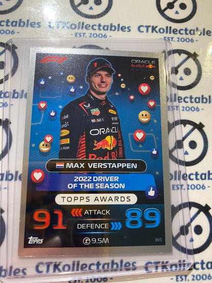 2023 Topps Turbo Attax F1 -Foil Max Verstappen (2022 Topps Awards) #305 Red Bull