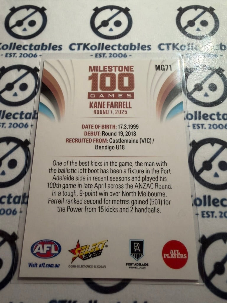 2026 Select AFL Footy Stars Milestone MG71 Kane Farrell Power