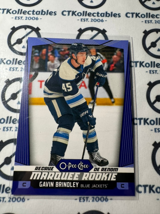 2024-25 O-Pee-Chee Hockey BLUE BORDER #599 Gavin Brindley Columbus