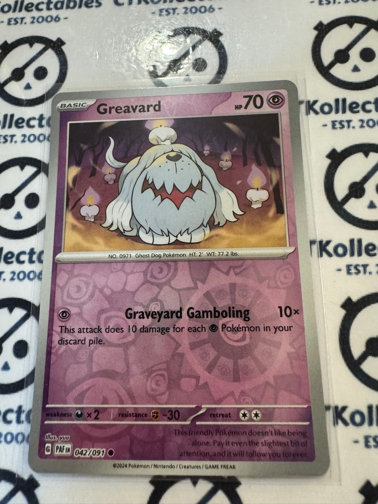 Greavard Reverse Holo #042/091 2024 Paldean Fates Pokemon Card