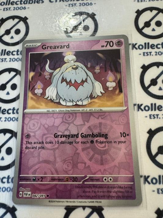 Greavard Reverse Holo #042/091 2024 Paldean Fates Pokemon Card