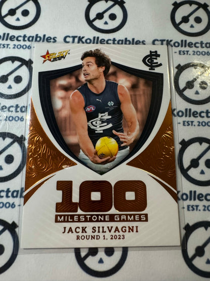 2024 AFL Footy Stars Milestone 100 Games - MG13 Jack Silvagni Blues