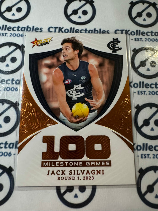 2024 AFL Footy Stars Milestone 100 Games - MG13 Jack Silvagni Blues