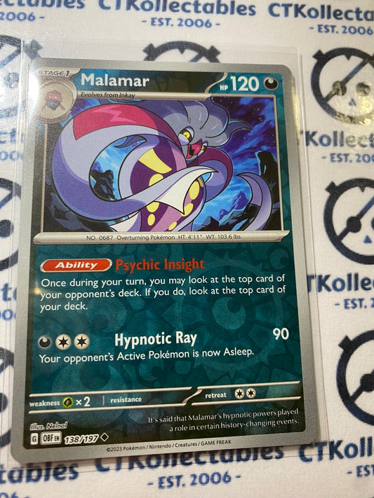 Malamar Reverse Holo #138/197 2023 Obsidian Flames Pokemon Card