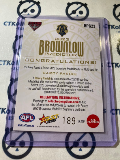 2023 AFL Footy Stars AFL Gold Brownlow Darcy Parish #189/260 Bombers