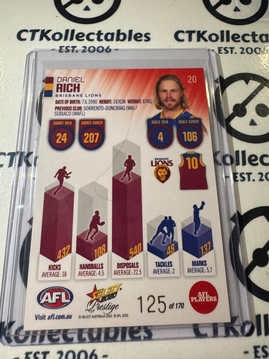 2020 AFL Prestige Red Parallel #20 Daniel Rich #125/170 Lions