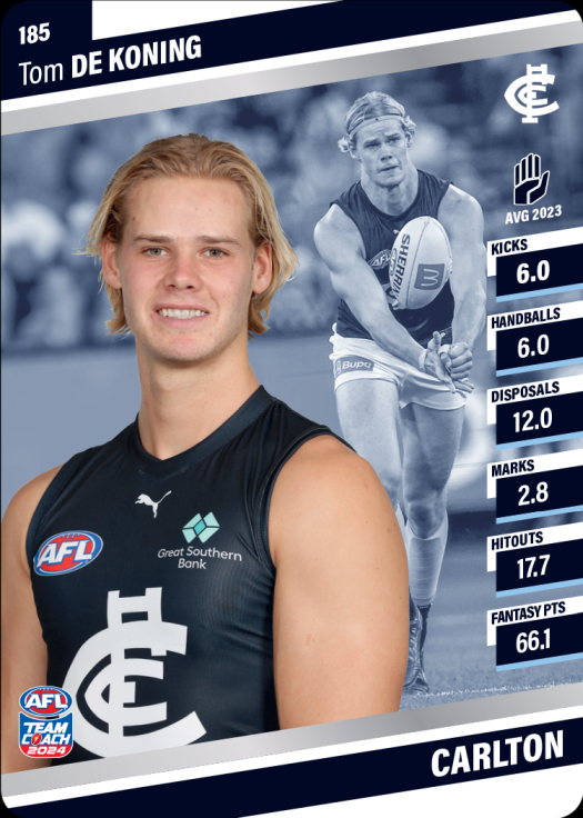 2024 AFL Teamcoach Silver Card - Tom De Koning #185 Blues