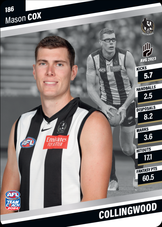 2024 AFL Teamcoach Silver Card #186 Mason Cox Magpies