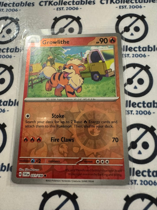 Growlithe Reverse Holo #031/198 2023 Scarlet & Violet Pokémon TCG