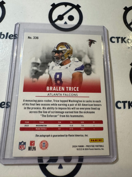 2024 NFL Prestige Xtra Points Autograph #336 Bralen Trice Atlanta Falcons