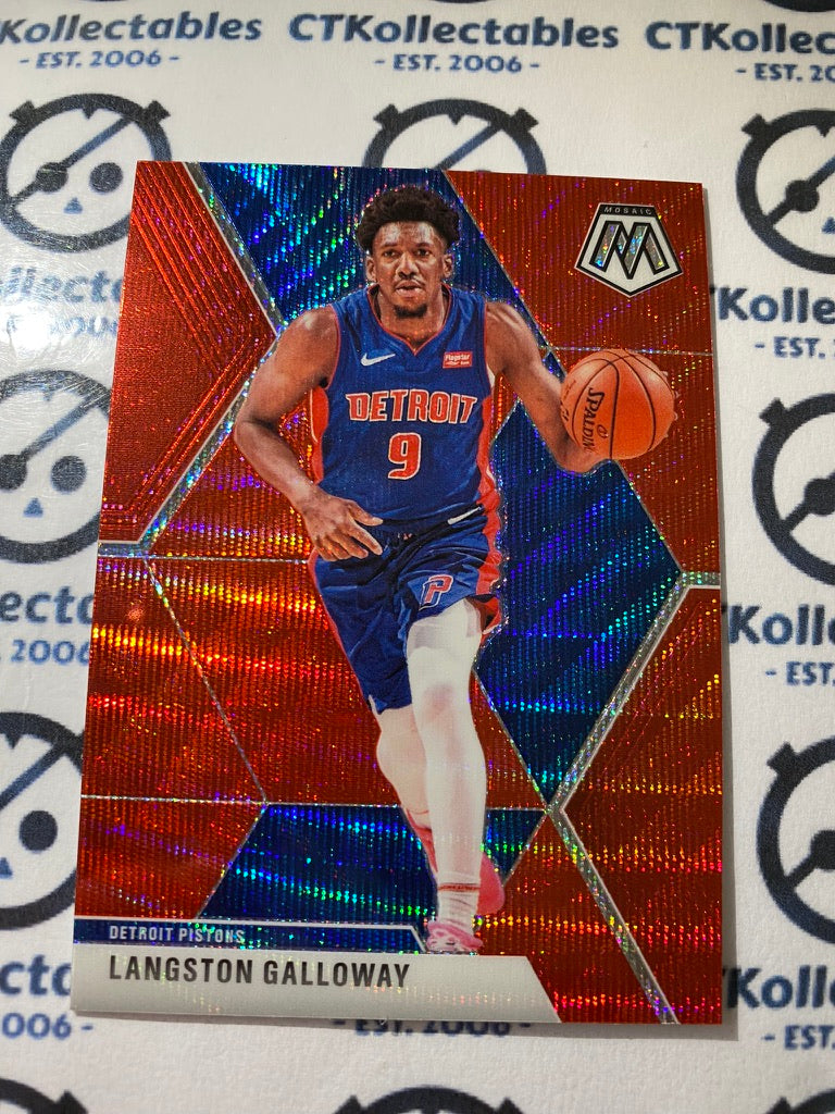 2019/20 Panini NBA Mosaic Langston Galloway Red Prizm #47 Pistons