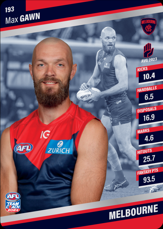 2024 AFL Teamcoach Silver Card #193 Max Gawn Demons