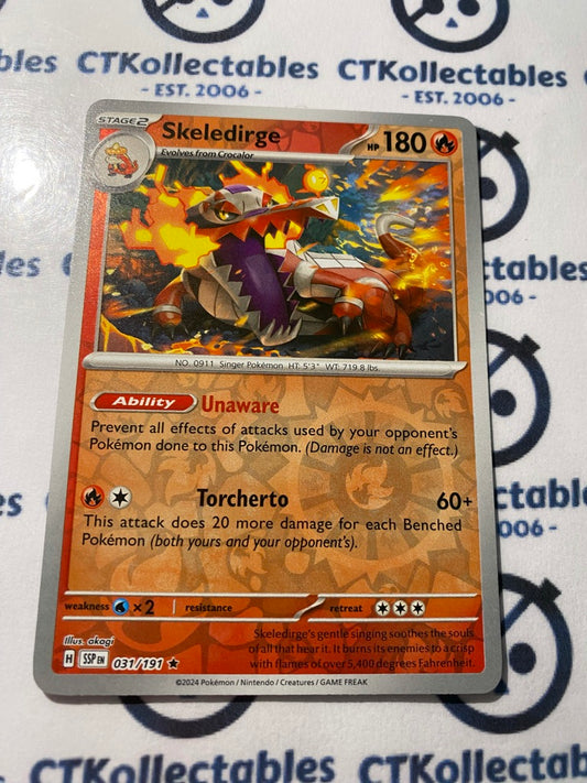 Skeledirge Reverse Holo #031/191 Surging Sparks Pokémon TCG 2024