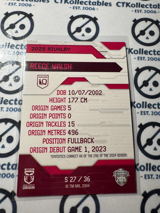2025 NRL Rivalry Silver Special Edition Reece Walsh S27/36 QLD Maroons