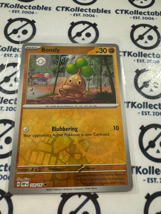 Bonsly Reverse Holo #110/197 2023 Obsidian Flames Pokemon Card