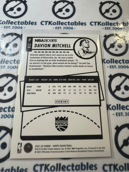 2021-22 NBA Panini Hoops Davion Mitchell rookie Neon Green #228 Kings
