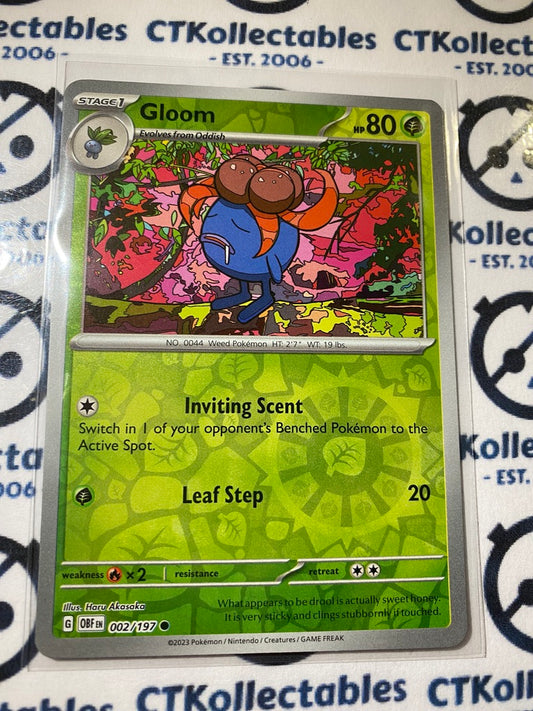 Gloom Reverse Holo #002/197 2023 Obsidian Flames Pokemon Card