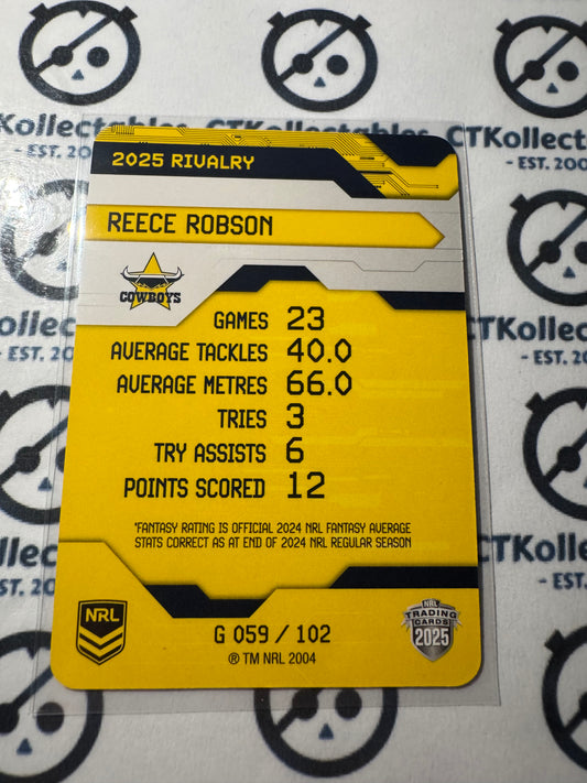 2025 NRL Rivalry Game Card Reece Robson G059/102 Cowboys