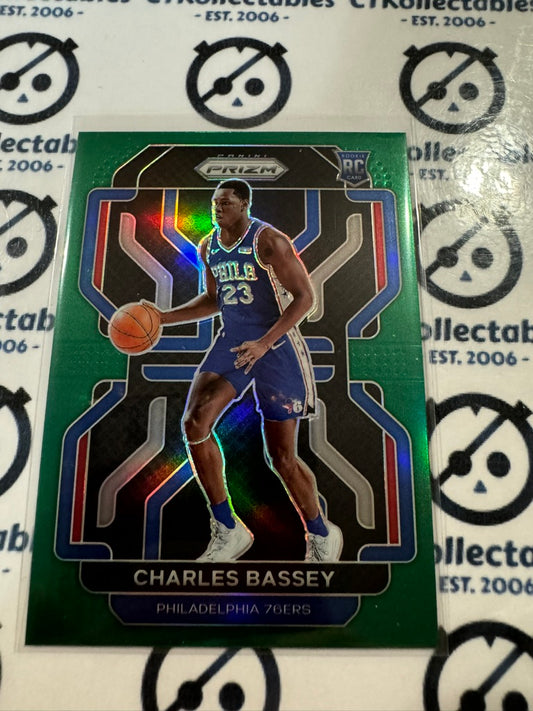 2021-22 NBA Panini Prizm Charles Bassey Green Prizm #304 76ers