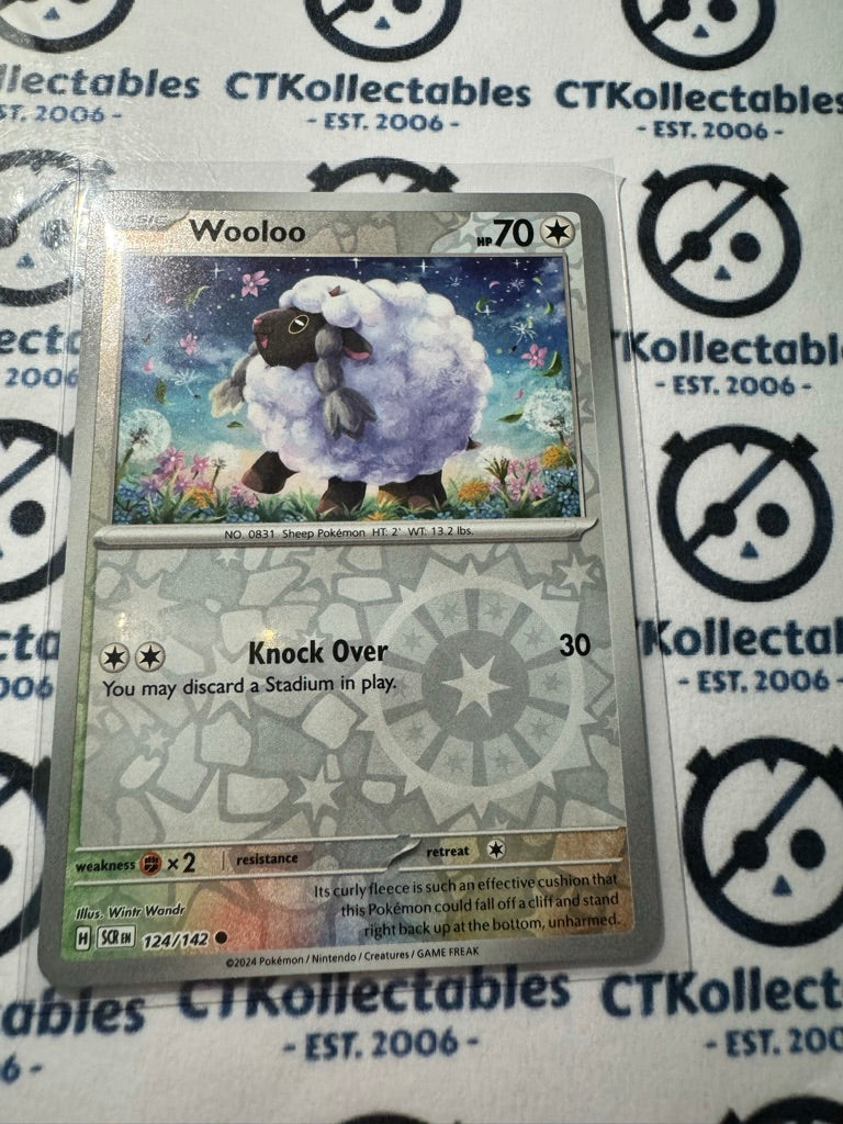 Wooloo Reverse Holo #124/142 Stellar Crown Scarlet & Violet Pokemon