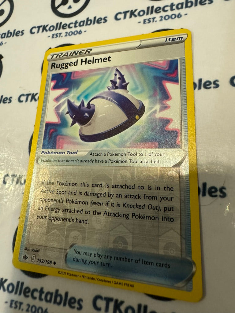 Rugged Helmet Reverse Holo #152/198 Pokemon Card Chilling Reign