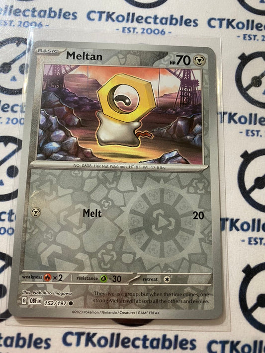 Meltan Reverse Holo #152/197 2023 Obsidian Flames Pokemon Card