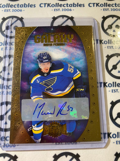 2021-22 NHL Metal Universe David Perron Championship GALAXY Auto #CG-12 Blues