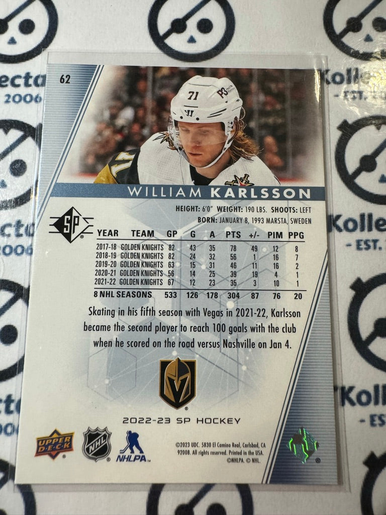 2022-23 NHL SP Hockey William Karlsson Blue Parallel #62 Golden Knights