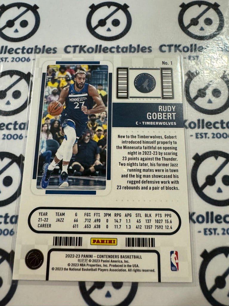 2022-23 NBA Panini Contenders Rudy Gobert Infinite Base #1 Timberwolves