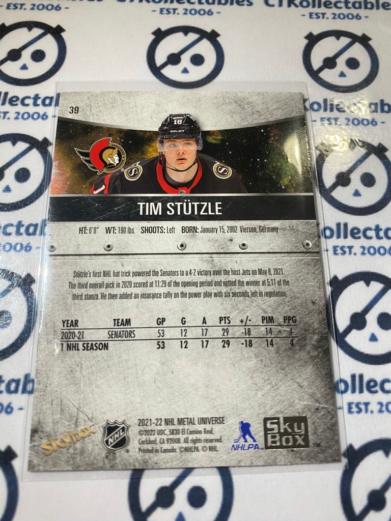 2021/22 Skybox NHL Metal Universe Tim Stutzle RC #39 Senators