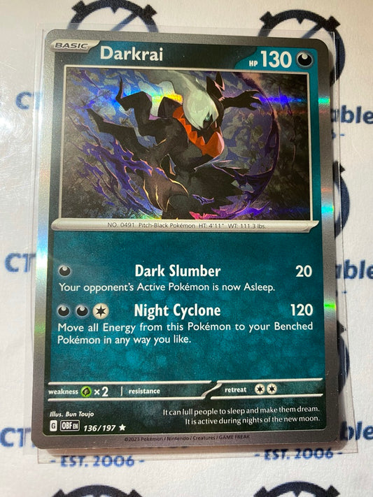 Darkrai Holo Rare #136/197 2023 Obsidian Flames Pokemon Card