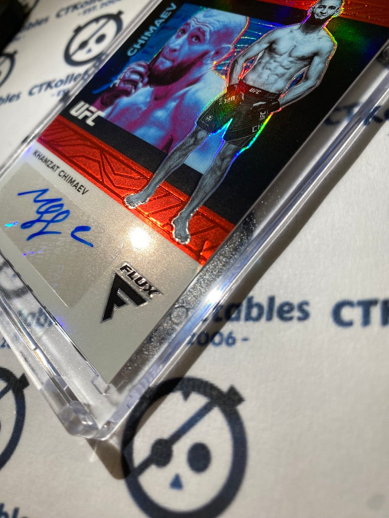 2022 UFC Panini Chronicles FLUX Khamzat Chimaev Red Prizm Auto (dint)