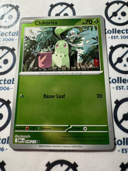 Chikorita Reverse Holo #008/132 Mega Evolution Pokemon