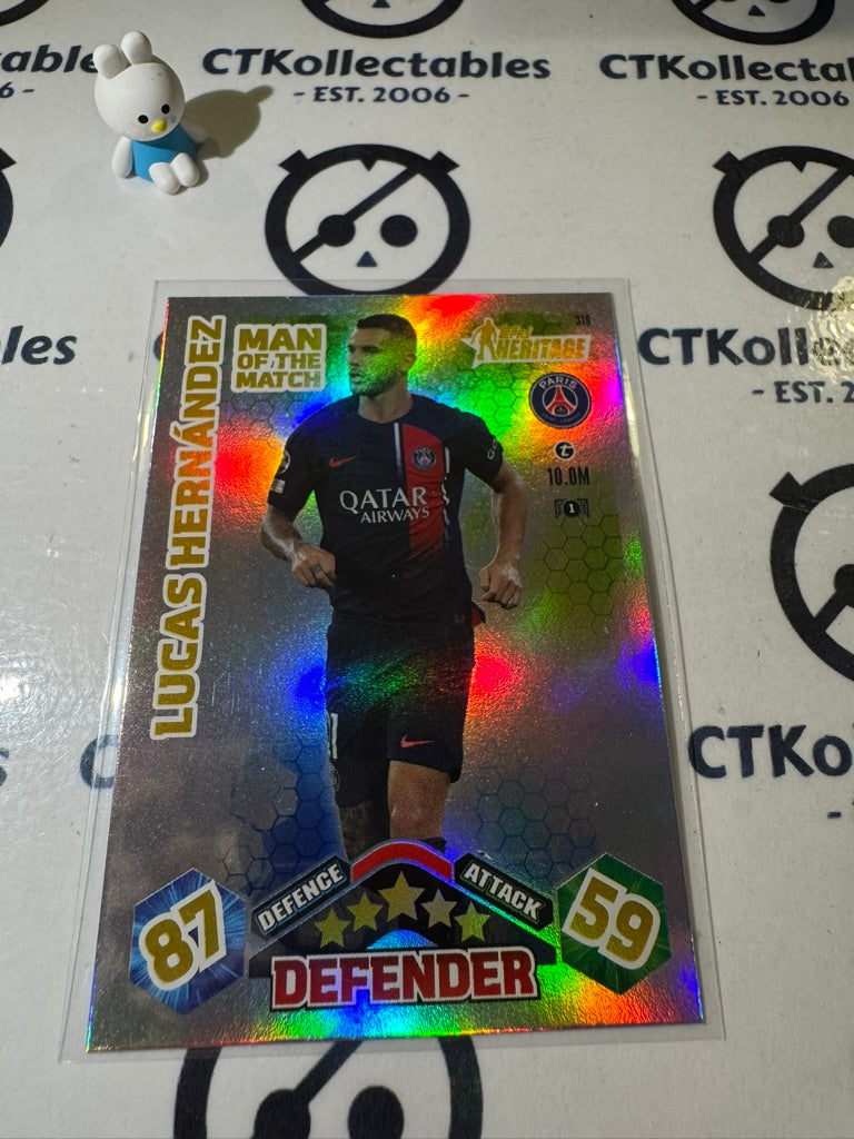 2023-24 TOPPS MATCH ATTAX HERITAGE LUCAS HERNANDEZ MAN OF THE MATCH #319