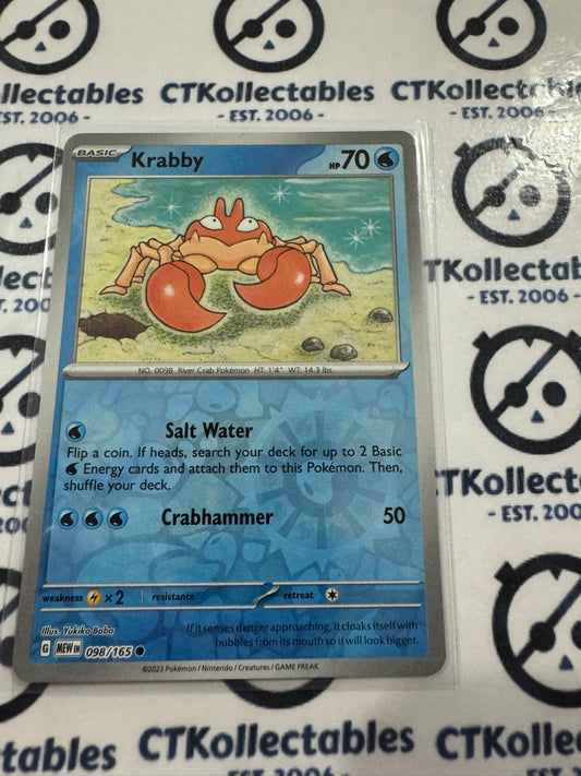 Krabby Reverse Holo #098/165 Scarlet & Violet 151 Pokemon Card