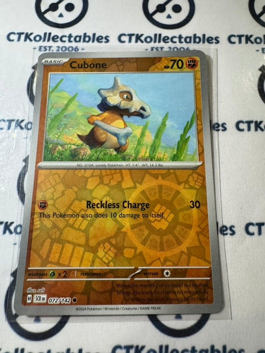 Cubone Reverse Holo #072/142 Stellar Crown Scarlet & Violet Pokemon