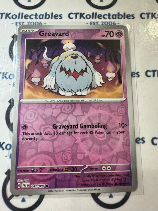 Greavard Holo Rare #042/091 2024 Paldean Fates Pokemon Card