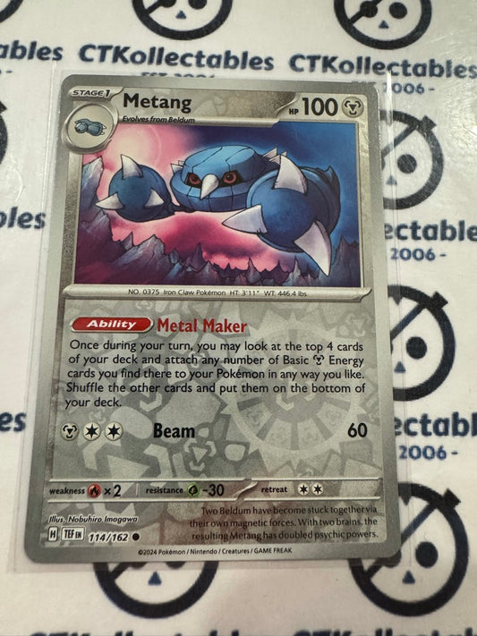 Metang Reverse Holo Scarlet & Violet Temporal Forces # 114/162 Pokemon