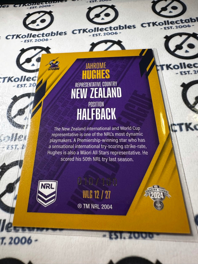 2024 TLA NRL Traders World In League - Gold Jahrome Hughes #010/100 Storm