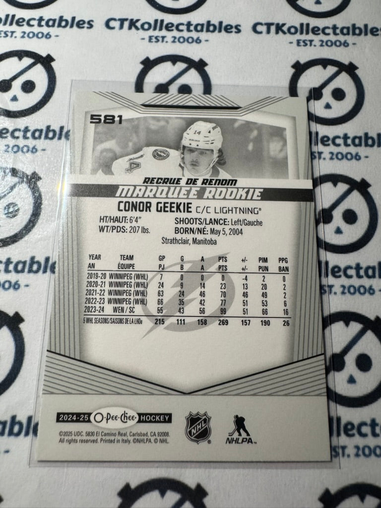 2024-25 O-Pee-Chee Hockey Marquee Rookie #581 Conor Geekie Tampa Bay Lightning