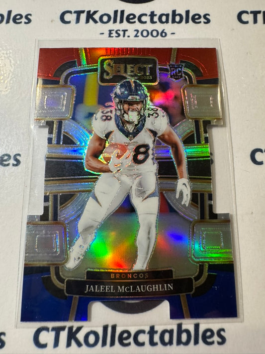 2023 NFL Panini Select Jaleel McLaughlin Concourse Die Cut Red & Blue #32 RC