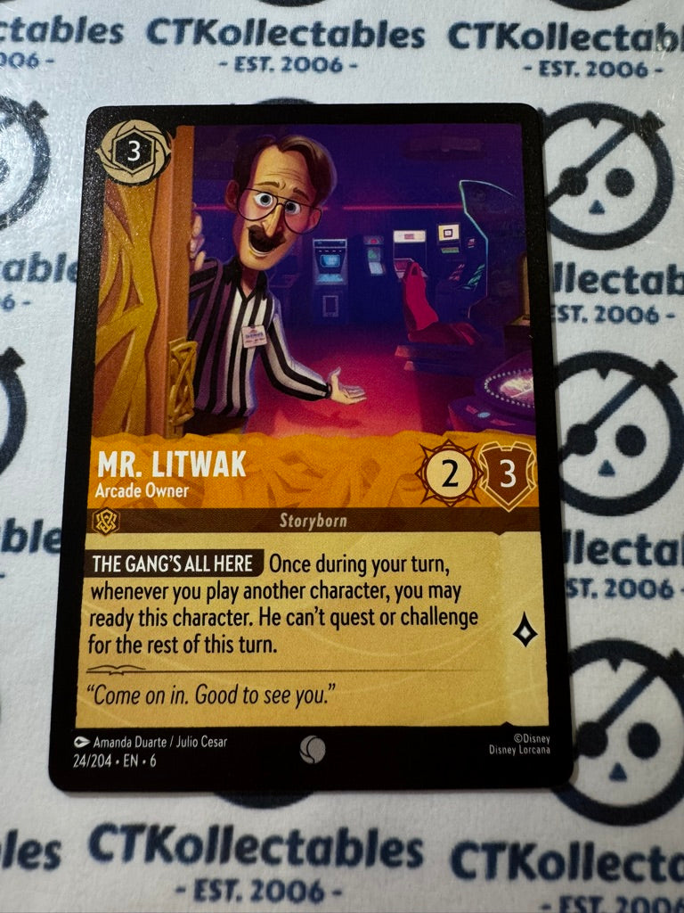 2024 DISNEY LORCANA Azurite Sea -Mr. Litwak #24/204 NON FOIL Game Card