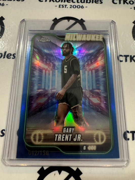 2024/25 Topps NBA Chrome  Gary Trent Jr Blue Refractor #042/150 Bucks